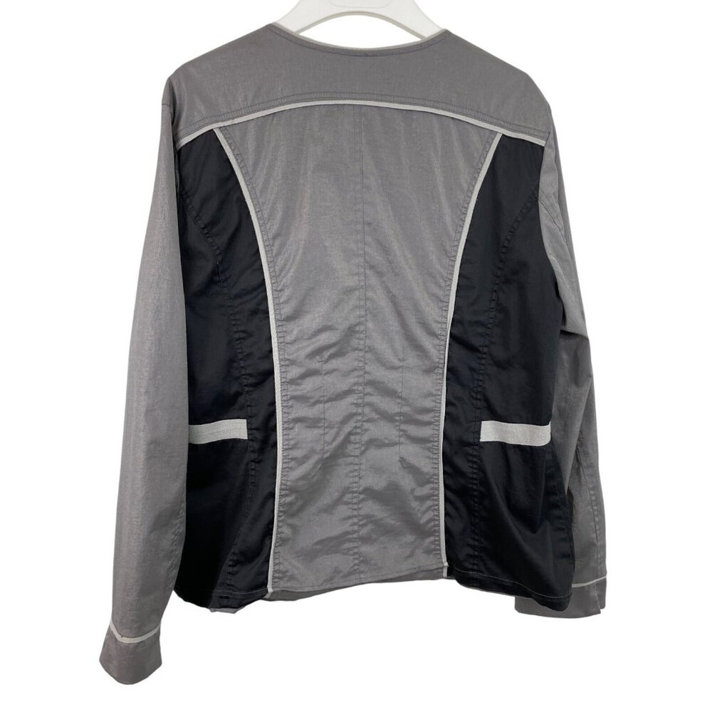 Christopher & Banks Gray Black Metallic Lined Full Zip Jacket Womens Size XL - Picture 2 of 10
